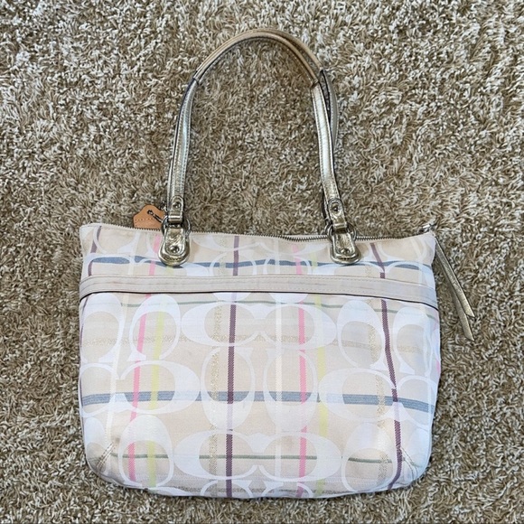 Coach Poppy Tattersall Signature Plaid Tote - Picture 6 of 15